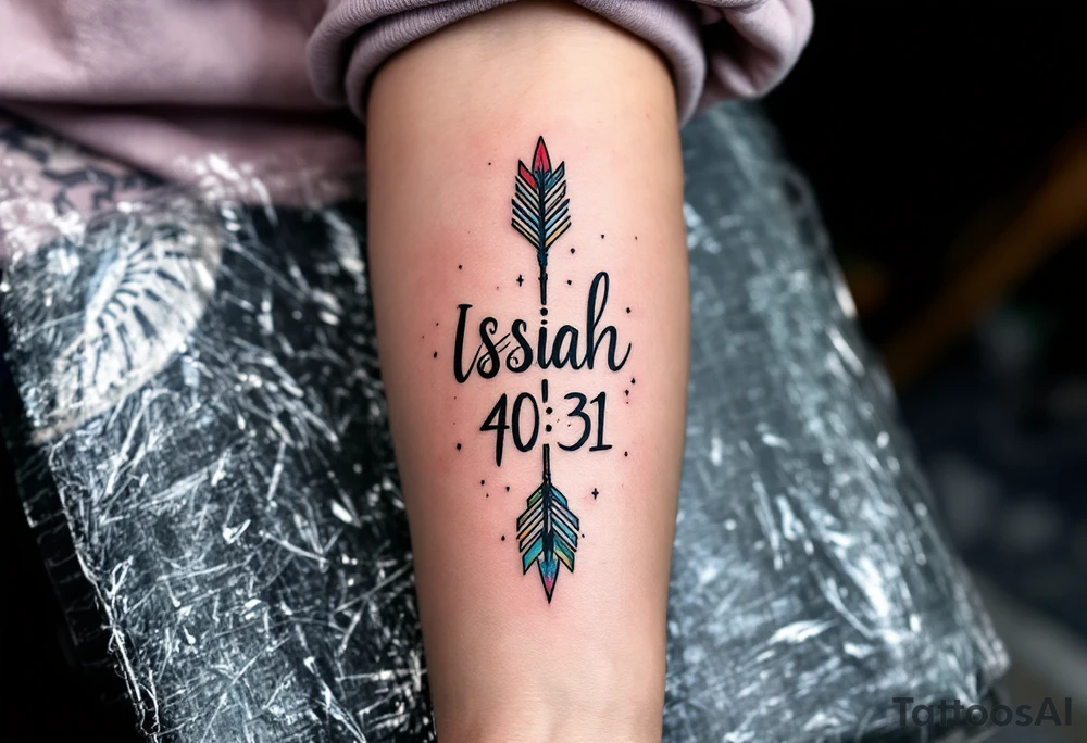 native american arrow saying "Isaiah 40:31" tattoo idea