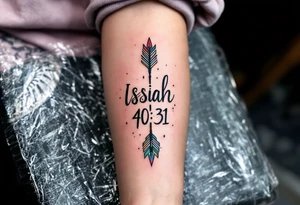 native american arrow saying "Isaiah 40:31" tattoo idea