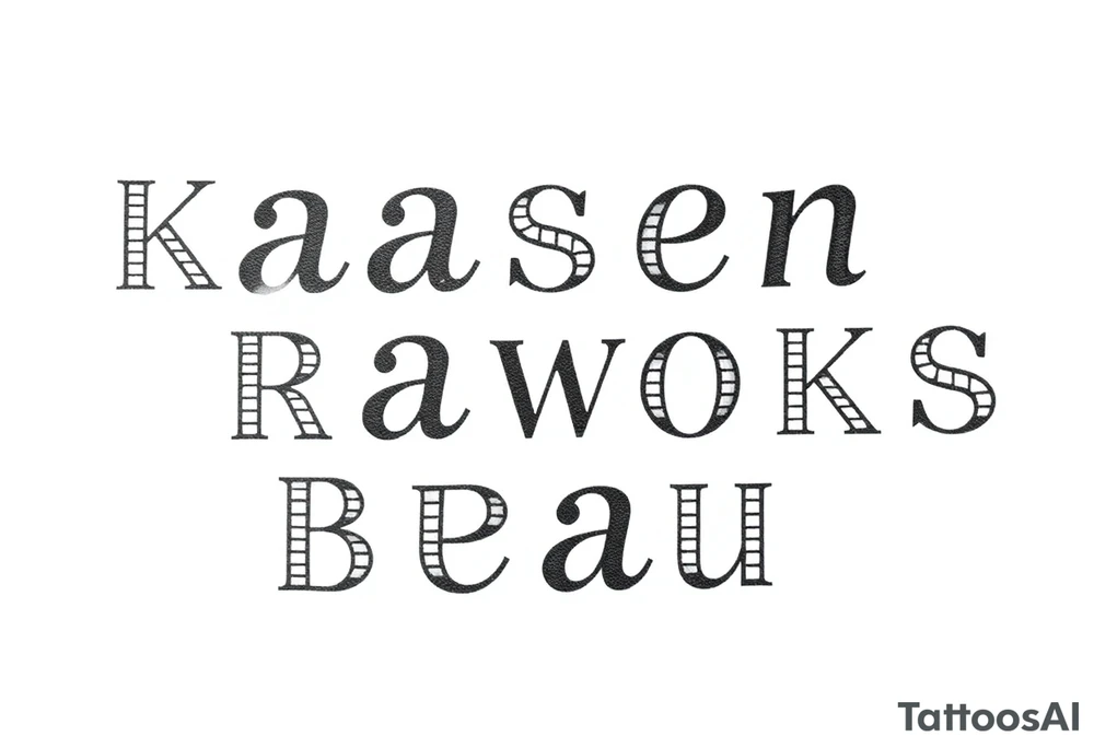 Kaden Easton Brooks Beau made into a crossword puzzle tattoo idea