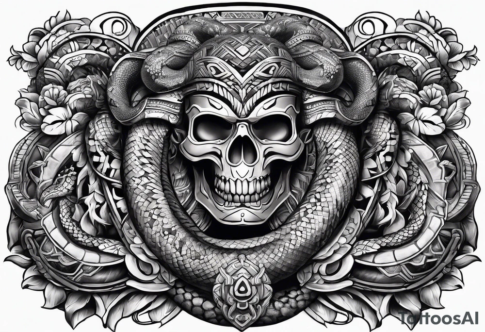 aztec snake sleeve tattoo idea