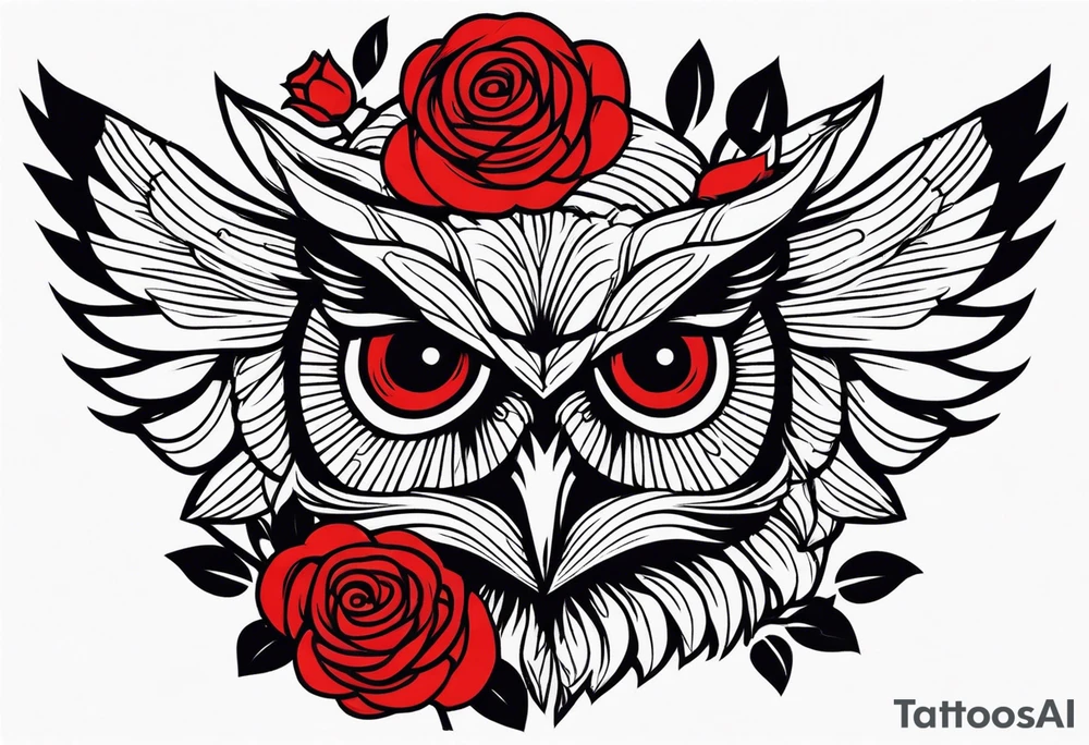 Owl with red roses fore arm tattoo idea