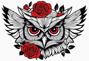 Owl with red roses fore arm tattoo idea