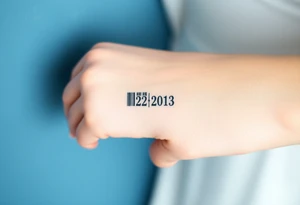 A sleek, minimalist barcode with the couple’s wedding date (22 - 12 - 2012) hidden in the numbers tattoo idea