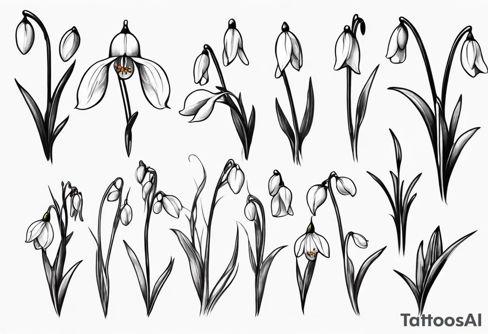 Snow drop with flowing stem tattoo idea