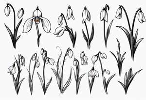 Snow drop with flowing stem tattoo idea