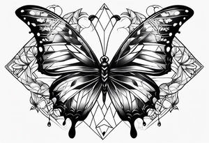 Soft butterfly on Indra's diamond network tattoo idea