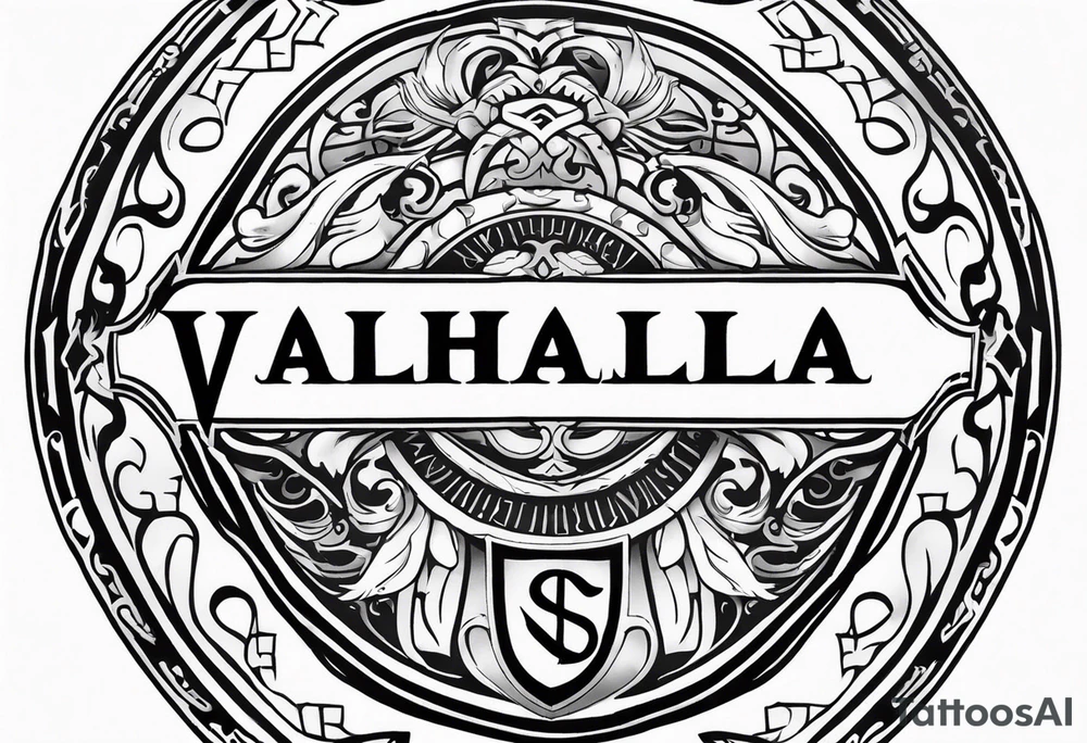 Valhalla round shield sword tattoo idea