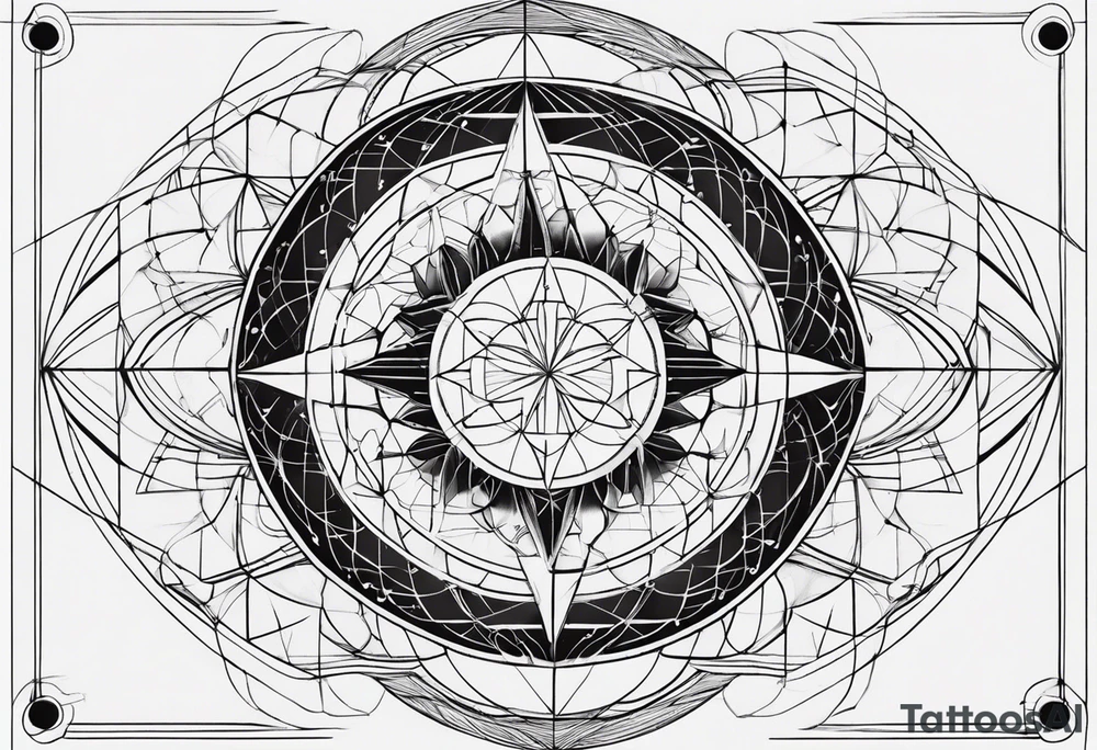 I want a linear geometrical tattoo, comibining line and circle, refering to science, programmation and space tattoo idea