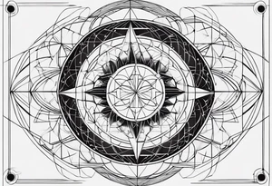 I want a linear geometrical tattoo, comibining line and circle, refering to science, programmation and space tattoo idea