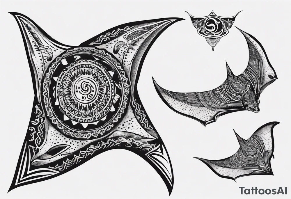 Manta ray in thai tattoo idea