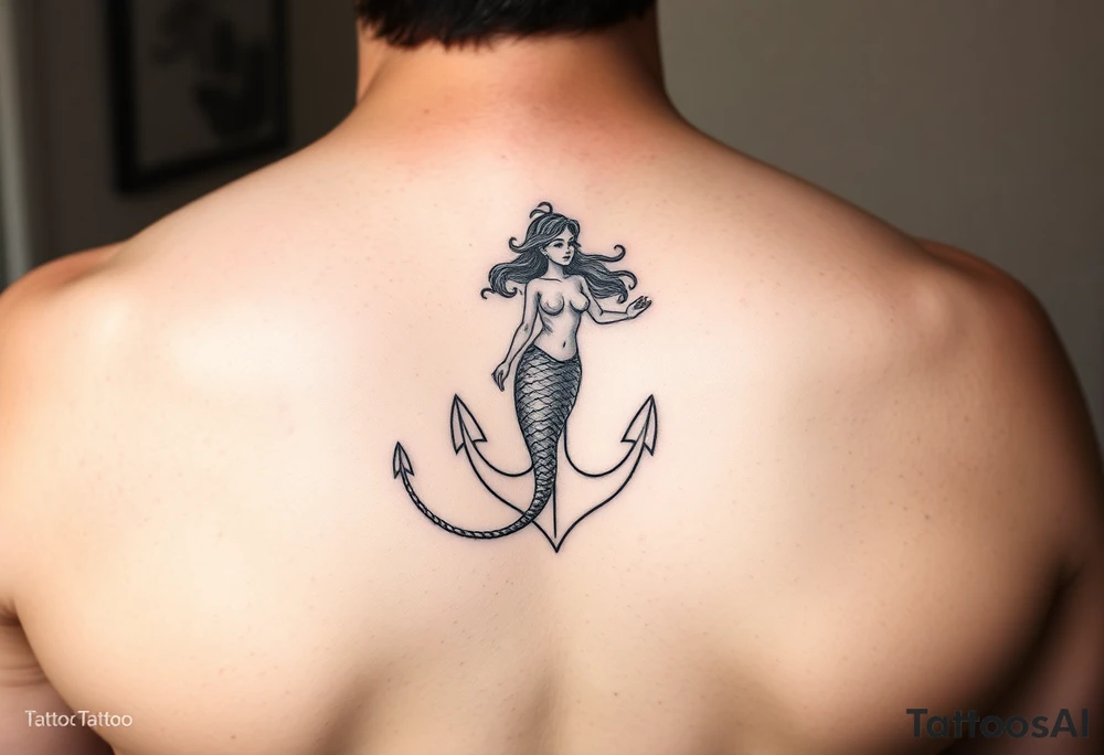 mermaid and anchor tattoo simple tattoo idea