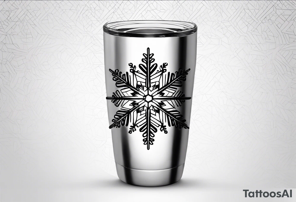 20 oz tumbler simple minimalist Christmas 2024 snowflake 
motif with a blank banner to engrave a name in the middle tattoo idea