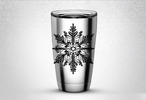 20 oz tumbler simple minimalist Christmas 2024 snowflake 
motif with a blank banner to engrave a name in the middle tattoo idea