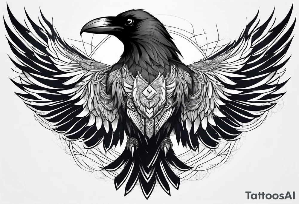 Raven mid transformation into a phoenix tattoo idea
