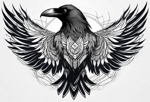 Raven mid transformation into a phoenix tattoo idea