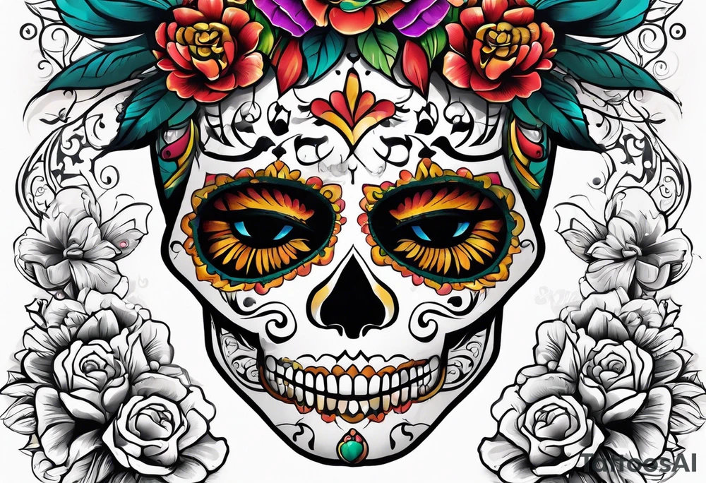 Mexico day of dead tattoo idea