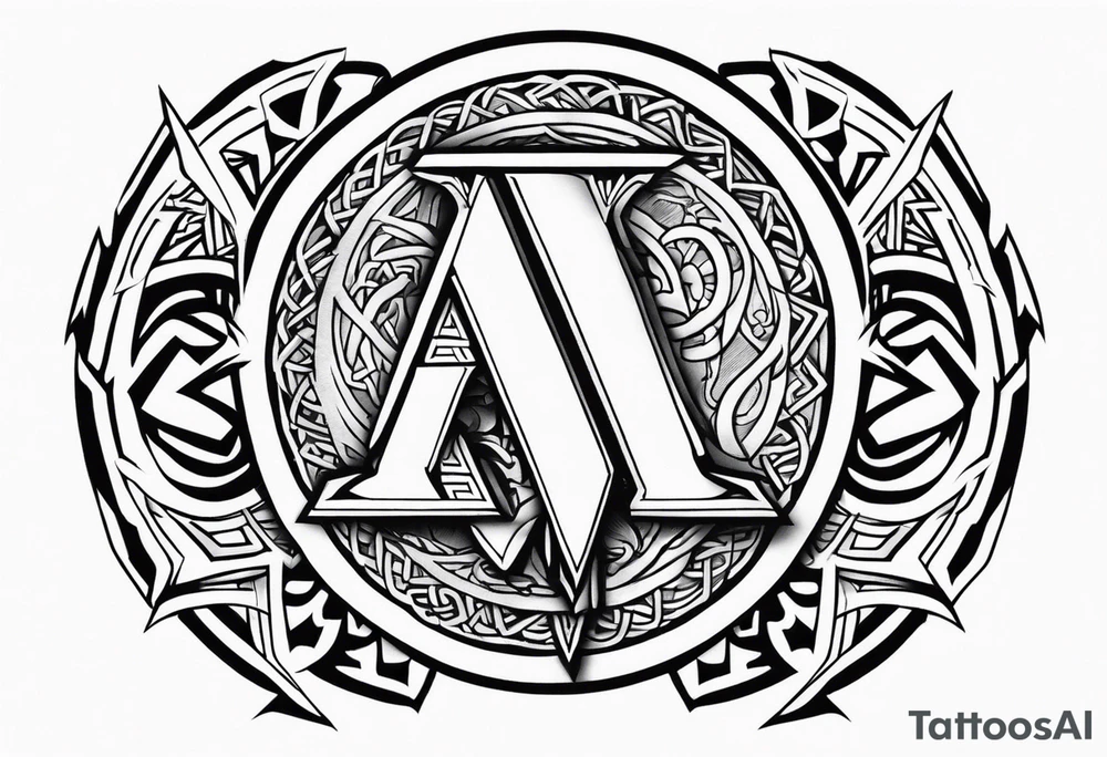 Sword shield dragon Valhalla valknut tattoo idea