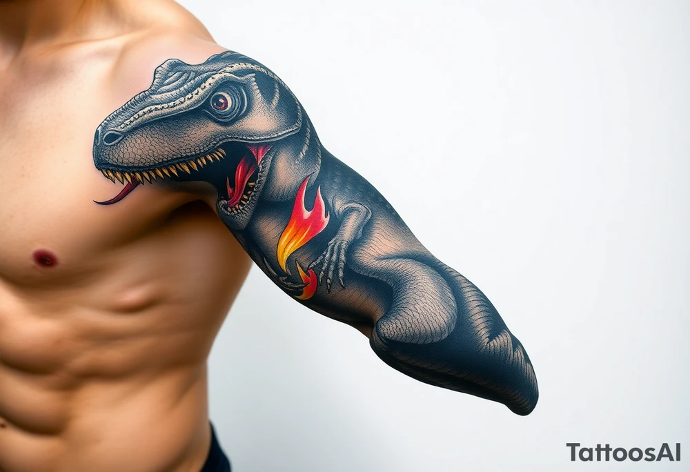 dinosaur spitting venom tattoo idea
