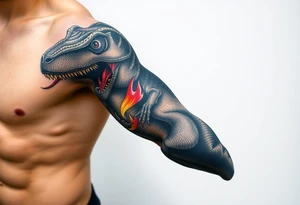 dinosaur spitting venom tattoo idea