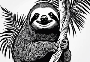 Sloth under palm tattoo idea