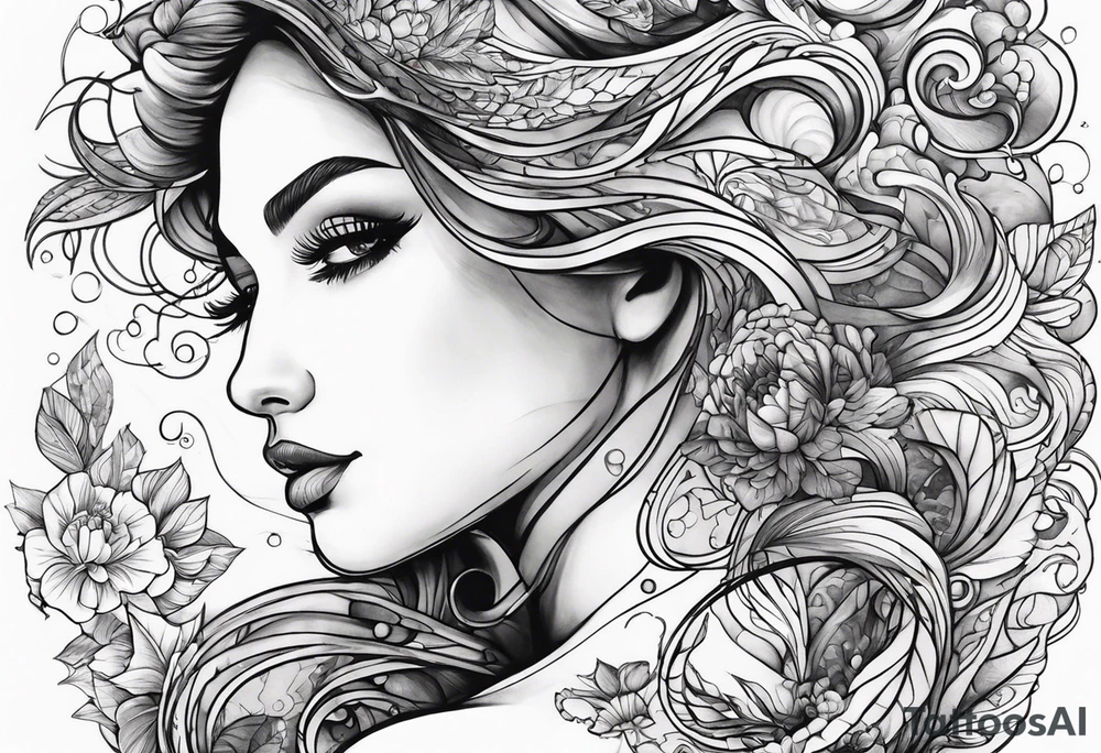 Woman swimming tattoo idea
