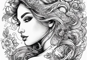 Woman swimming tattoo idea
