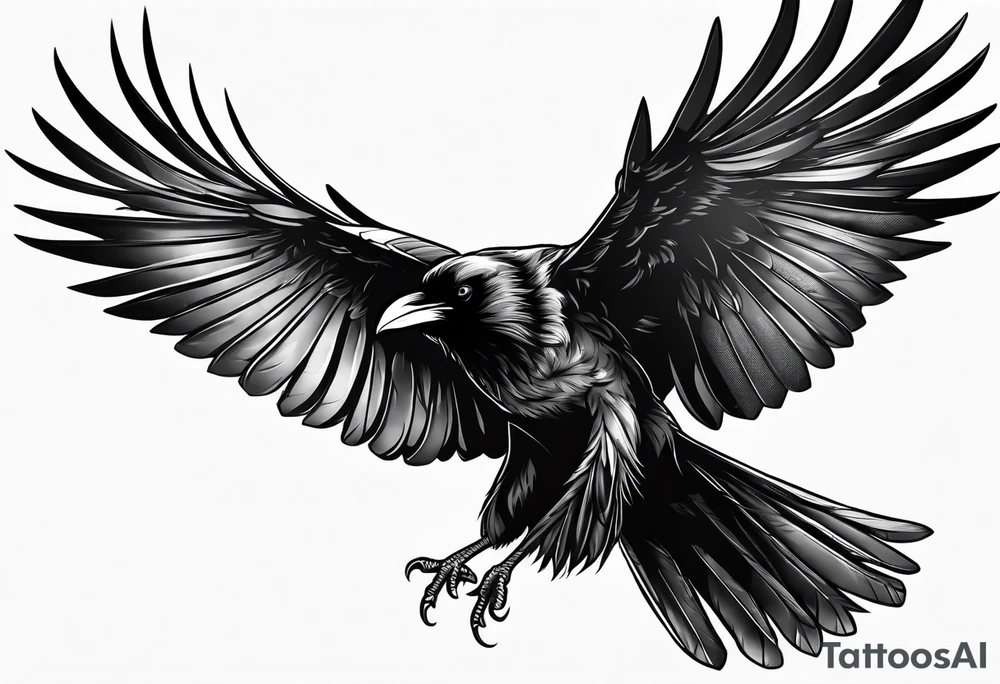 raven in flight tattoo idea