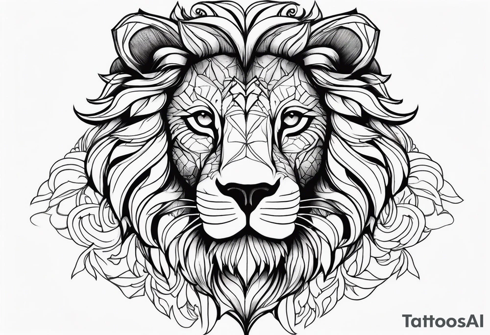 powerful majestic lion, close-up tattoo idea