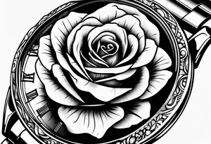 eine Taschenuhr mit einer Rose tattoo idea