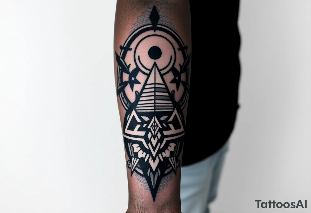 I’m an introverted deep thinker who’s really into the universe, black holes, and space stuff, and I like Japanese temples, shrines, and kanji. I also love forests, rain, and cool symbols like pyramids, sacred geometry, hidden scenes, and Greek-inspired things like statue heads and columns that mix nature, culture, and cosmic vibes. On a Darkskin forearm tattoo idea