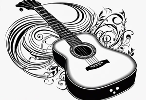 Musical notes and guitar depicting the letters R and L tattoo idea
