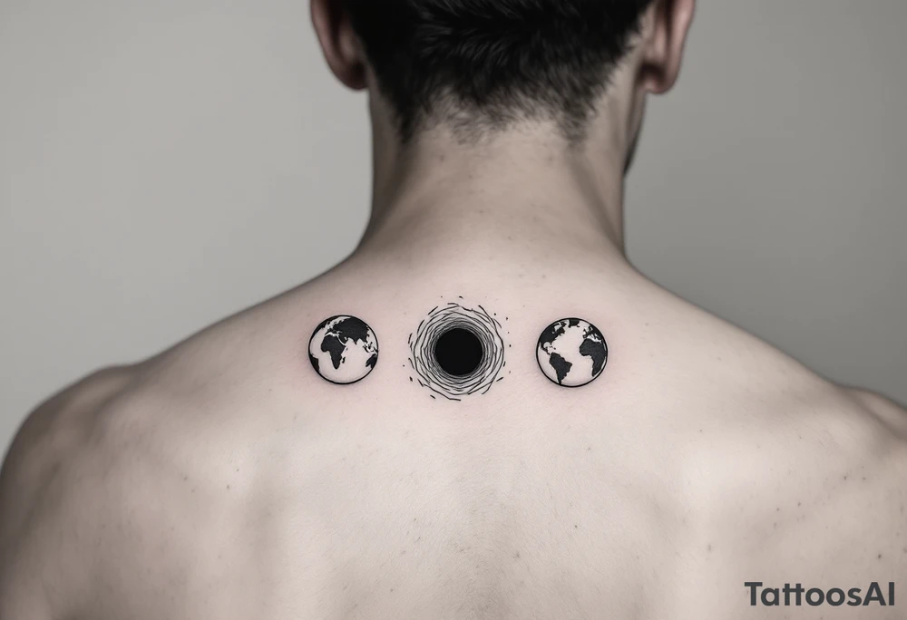 2 different worlds on both sides of a black hole tattoo idea