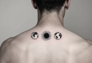 2 different worlds on both sides of a black hole tattoo idea