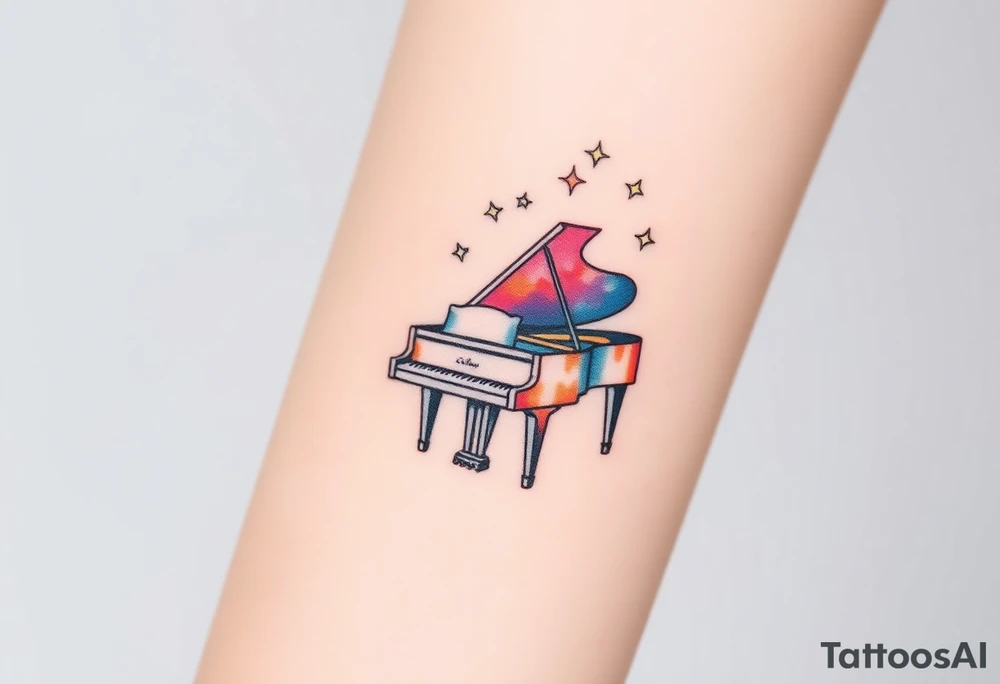 Grand piano under stars tattoo idea