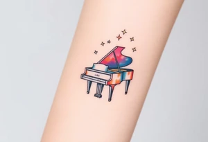 Grand piano under stars tattoo idea
