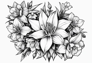 Larkspur, narcissus and stars tattoo idea