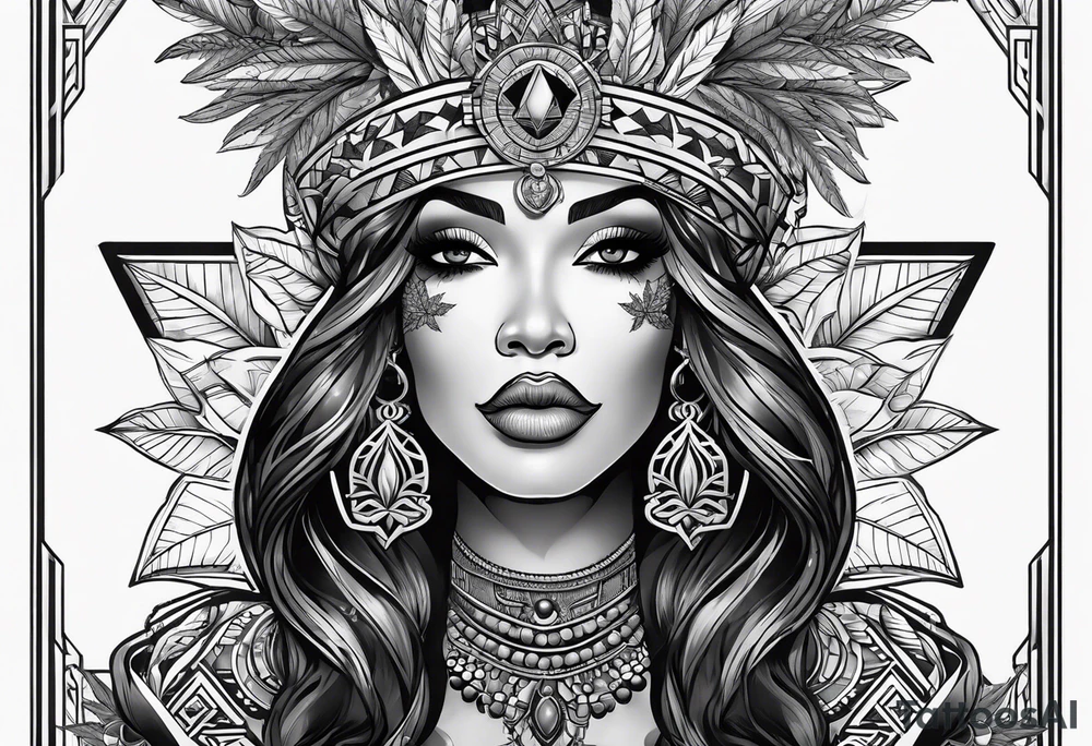 Black Goddess of marijuana tattoo idea