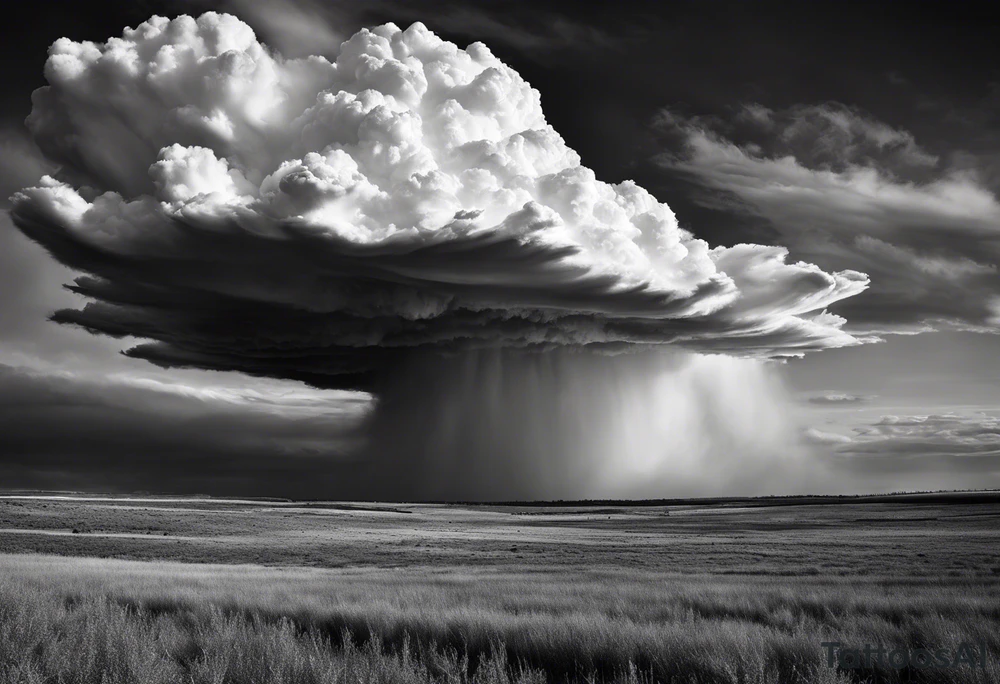 beautiful supercell cloud in vast open Texas lands tattoo idea