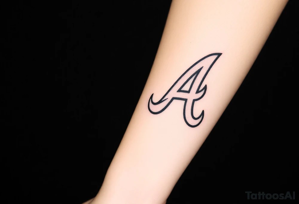 Atlanta Braves logo “A” overlapping a 3D Atlanta skyline behind the logo to the left tattoo idea