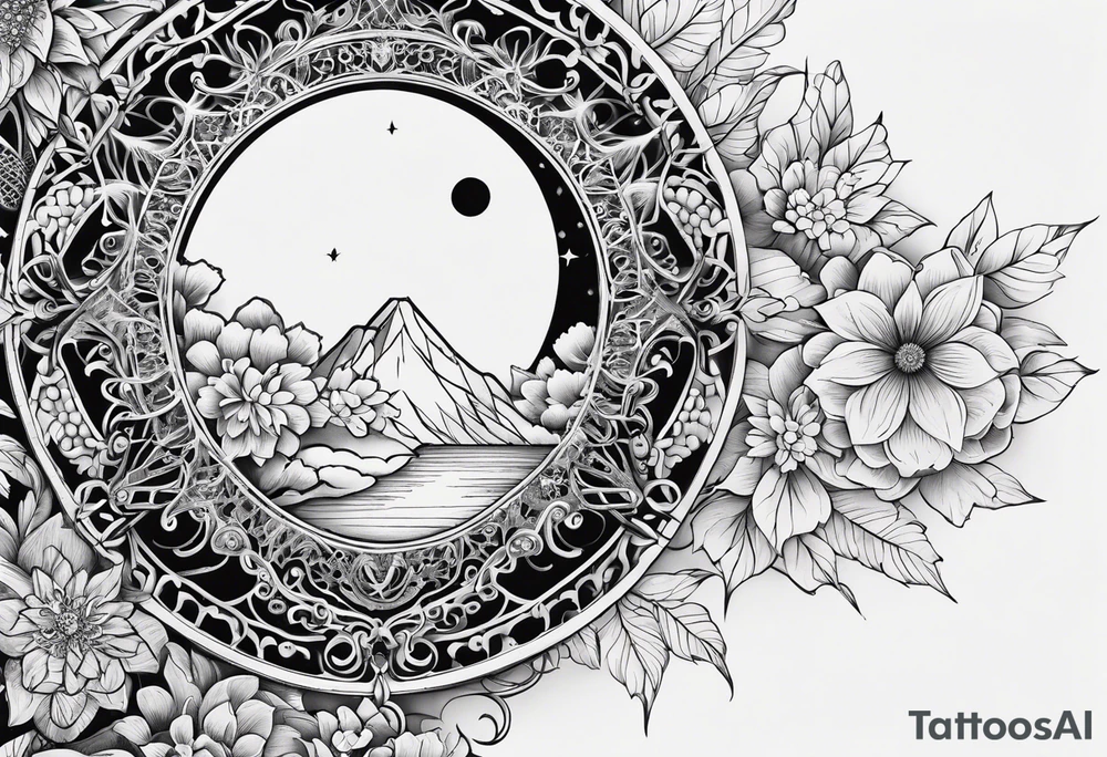 sternum tattoo moon and lace tattoo idea