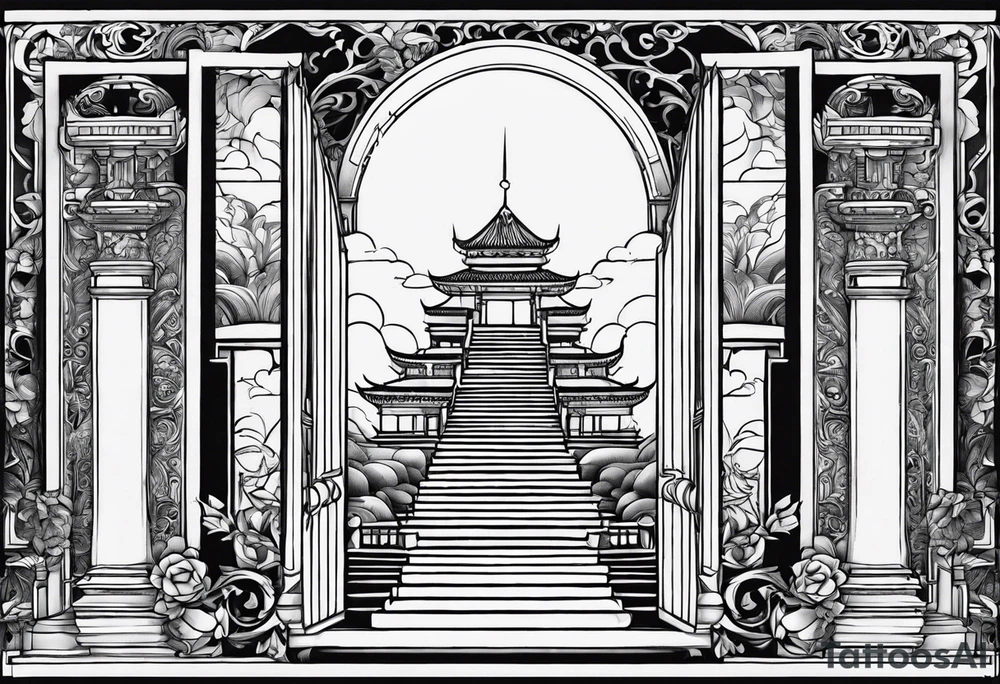 Gates of heaven, with the steps towards it tattoo idea