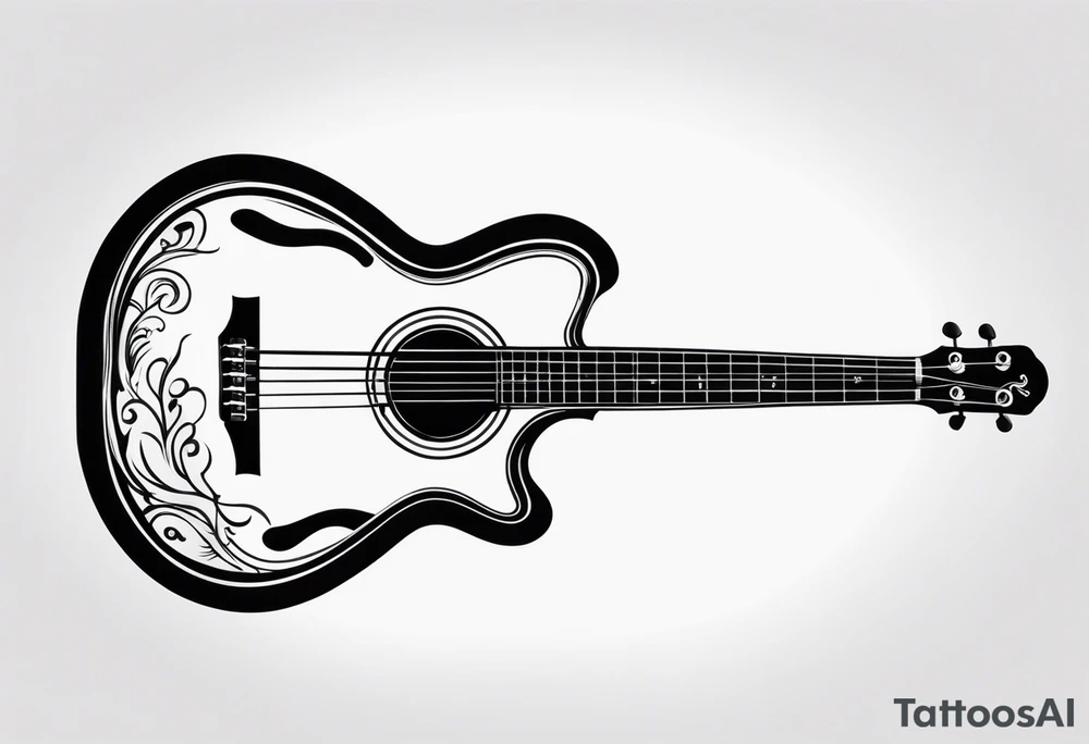 Acoustic bass guitar, wood, tattoo idea