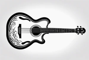 Acoustic bass guitar, wood, tattoo idea