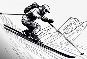 Skier line drawing tattoo idea