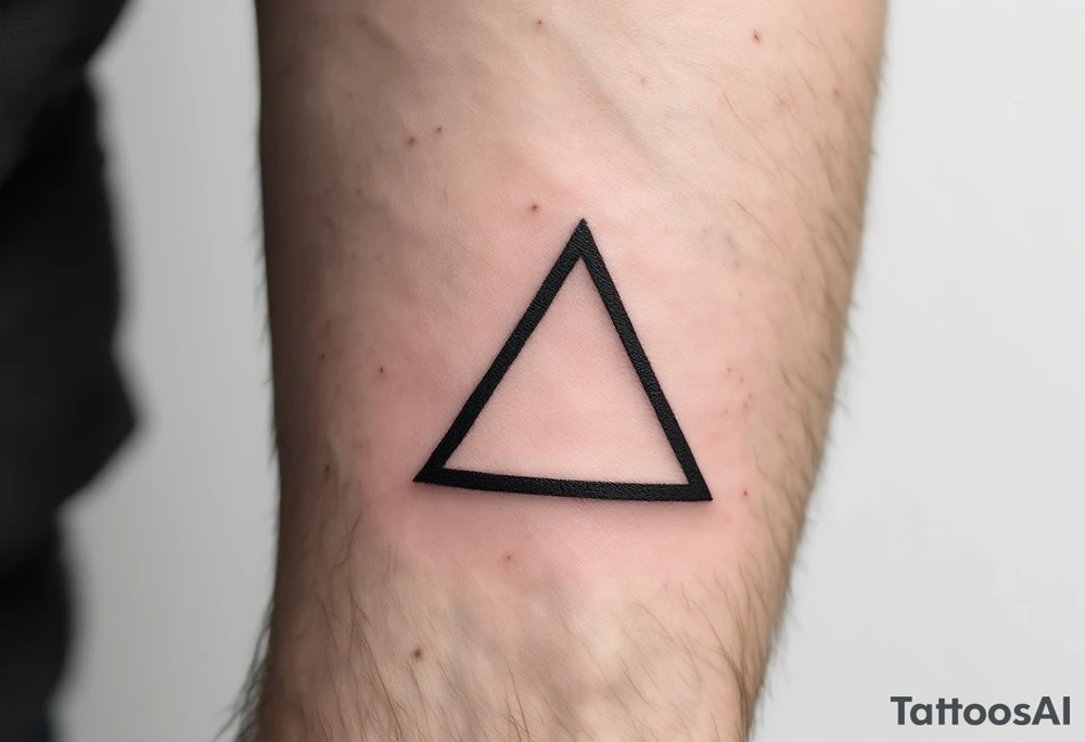 A minimalist black triangle pointing upward, symbolizing stability and strength tattoo idea