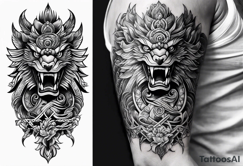 quetzalcoatl 
 arm sleeve tattoo idea