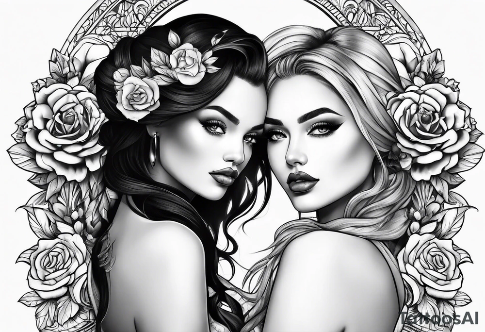 two sexy ladies tattoo idea