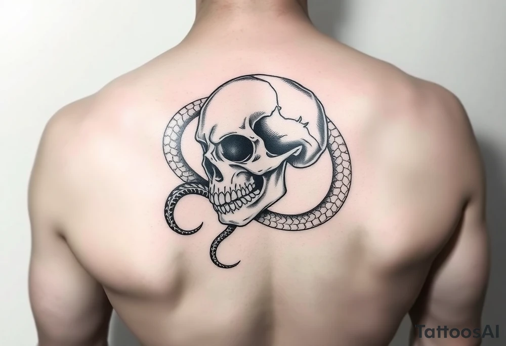 Skull with snake tattoo idea