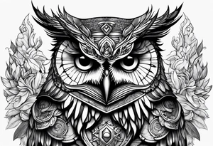 Owl in armor tattoo idea