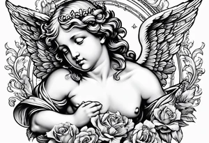 Flying Cherub renaissance style tattoo idea